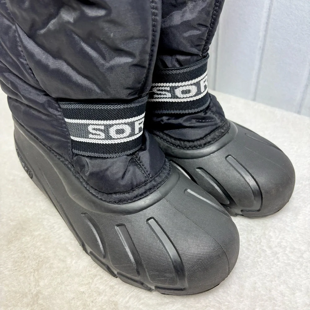 Sorel Black Insulated Cub Youth Winter‎ Waterproof Snow Boots Size 4